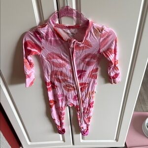 Posh Peanut Pink Kiss Print Kids One Piece
